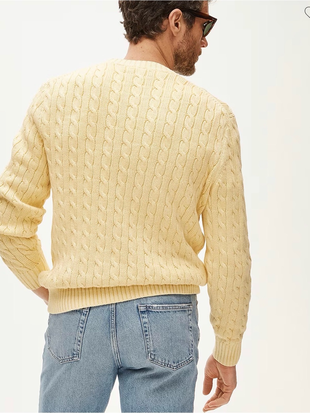 NWT JCREW Men's Cable-Knit Crewneck Sweater - Yellow - Picture 2 of 3